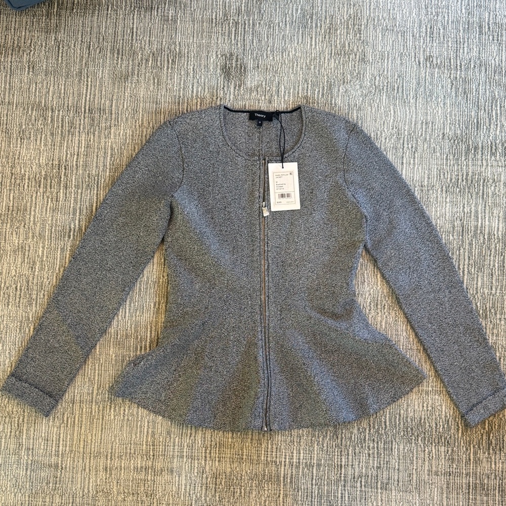 Theory Heather Gray Women's Zip-Up Jacket (M)